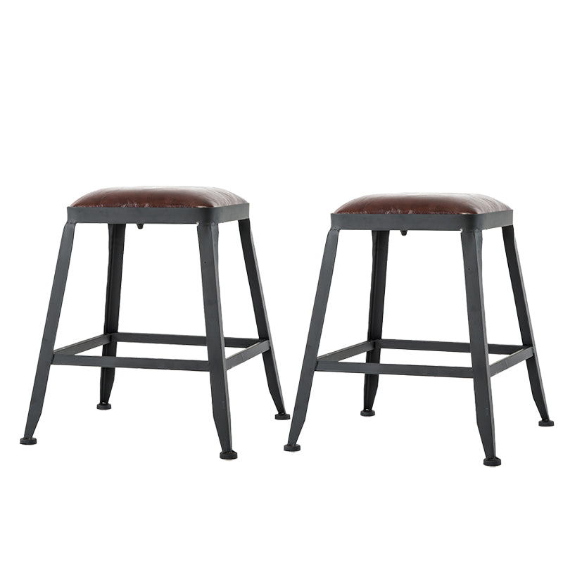 Faux Leather Dining Stools Upholstered Bar Stools with Footrest