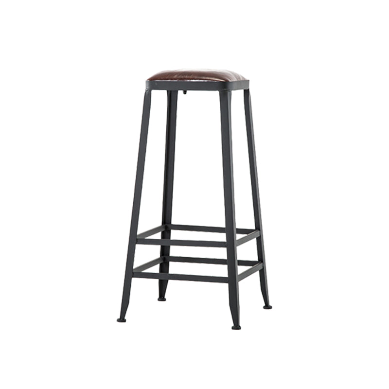 Faux Leather Dining Stools Upholstered Bar Stools with Footrest