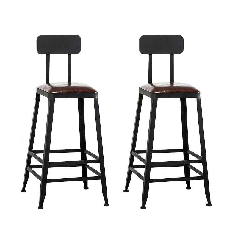 Faux Leather Dining Stools Upholstered Bar Stools with Footrest