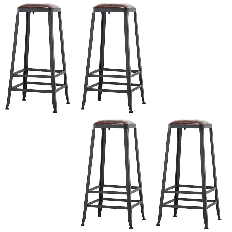 Faux Leather Dining Stools Upholstered Bar Stools with Footrest