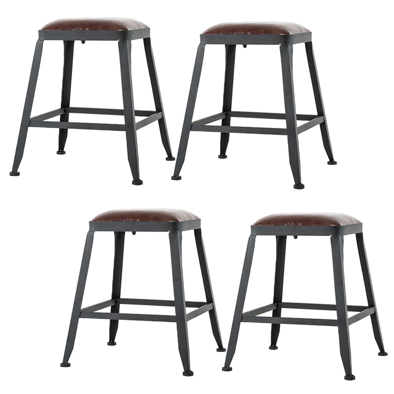 Faux Leather Dining Stools Upholstered Bar Stools with Footrest