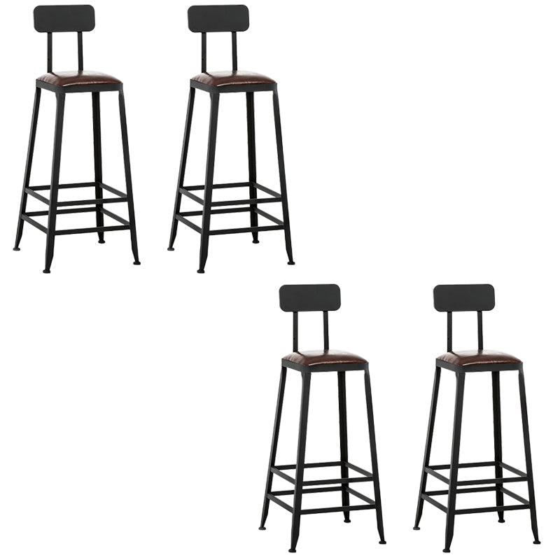 Faux Leather Dining Stools Upholstered Bar Stools with Footrest