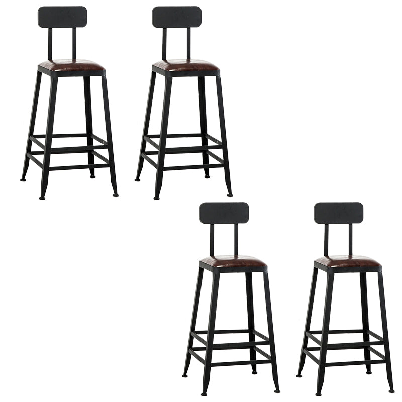 Faux Leather Dining Stools Upholstered Bar Stools with Footrest