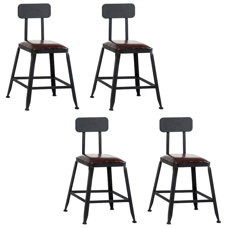 Faux Leather Dining Stools Upholstered Bar Stools with Footrest