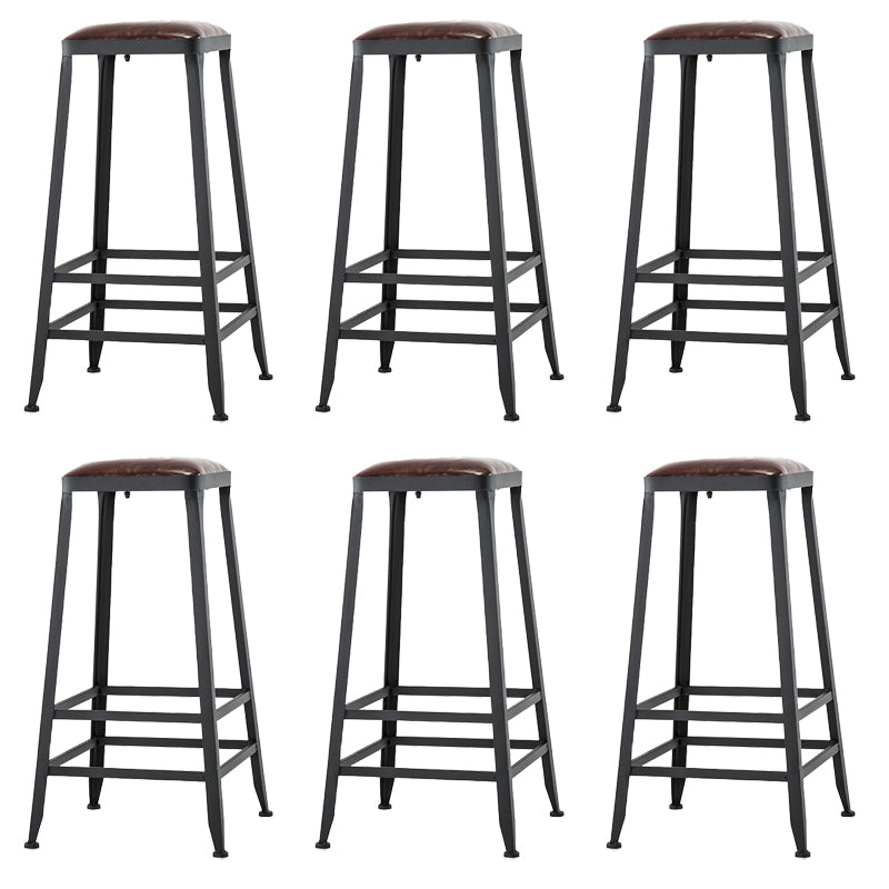 Faux Leather Dining Stools Upholstered Bar Stools with Footrest