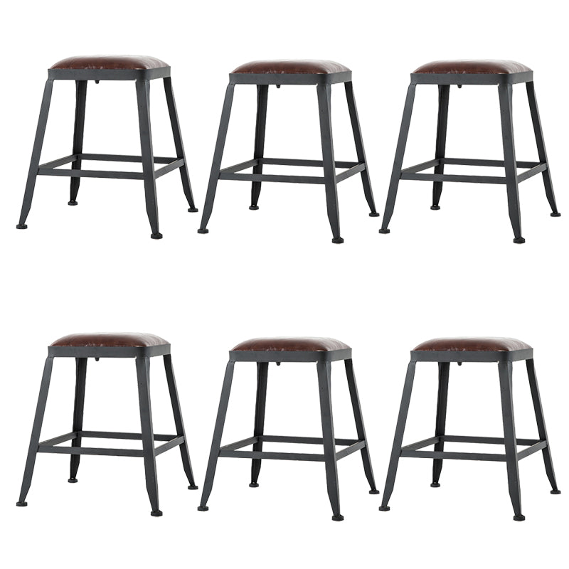 Faux Leather Dining Stools Upholstered Bar Stools with Footrest