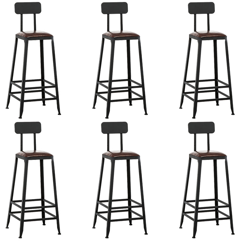 Faux Leather Dining Stools Upholstered Bar Stools with Footrest