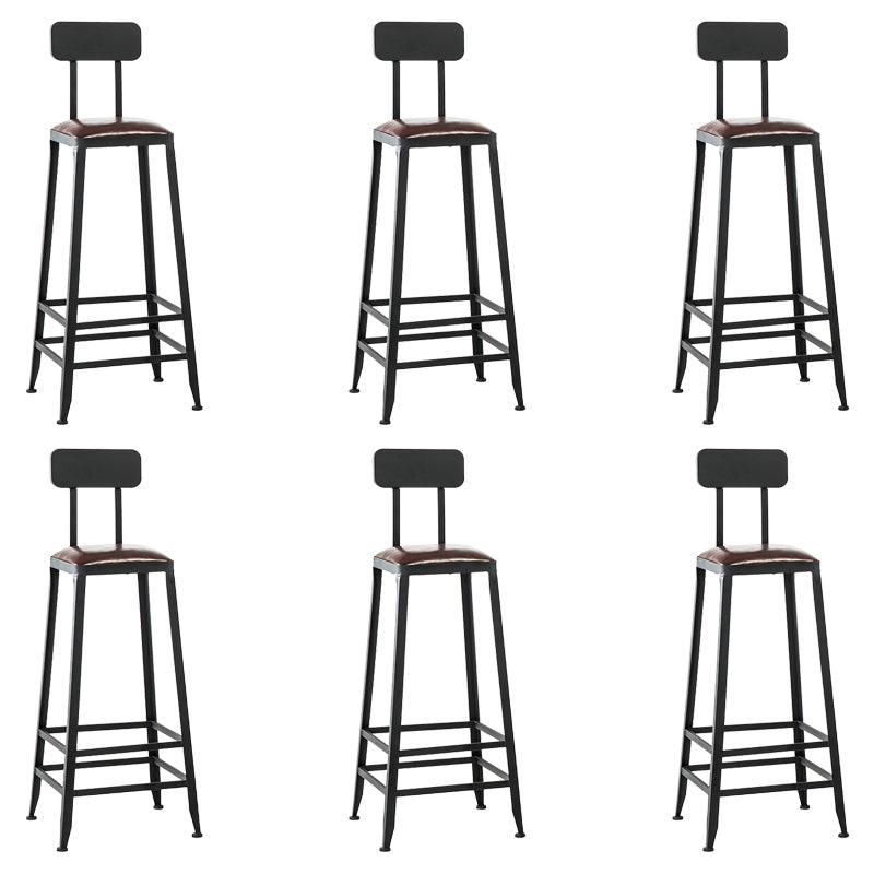 Faux Leather Dining Stools Upholstered Bar Stools with Footrest