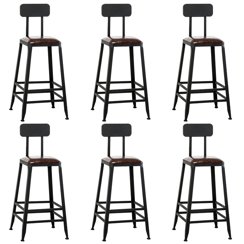 Faux Leather Dining Stools Upholstered Bar Stools with Footrest