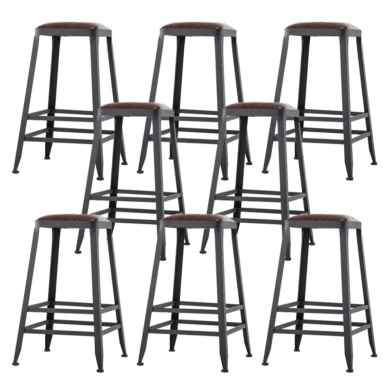 Faux Leather Dining Stools Upholstered Bar Stools with Footrest