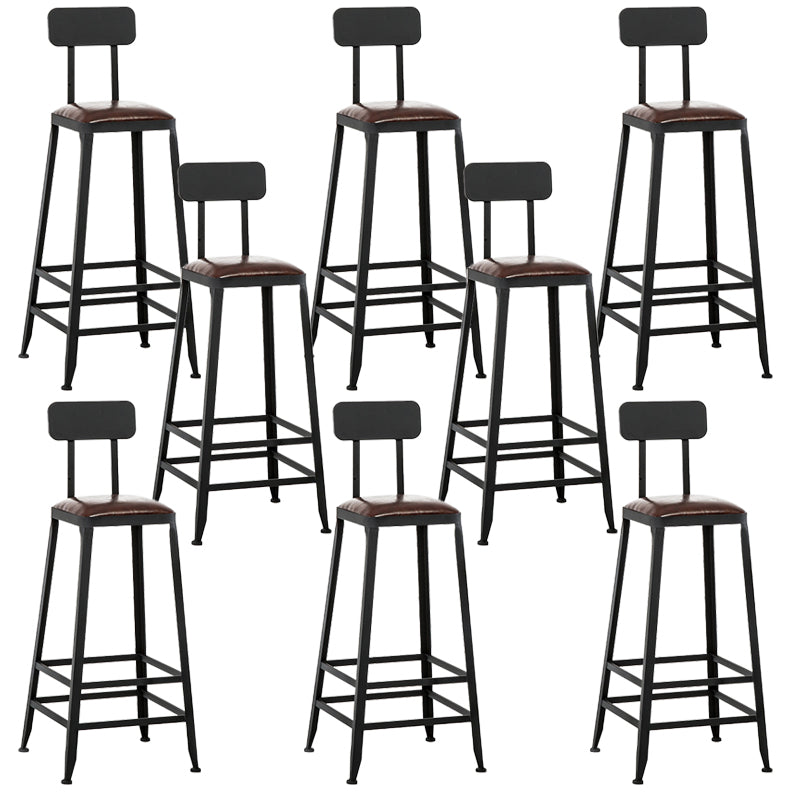 Faux Leather Dining Stools Upholstered Bar Stools with Footrest