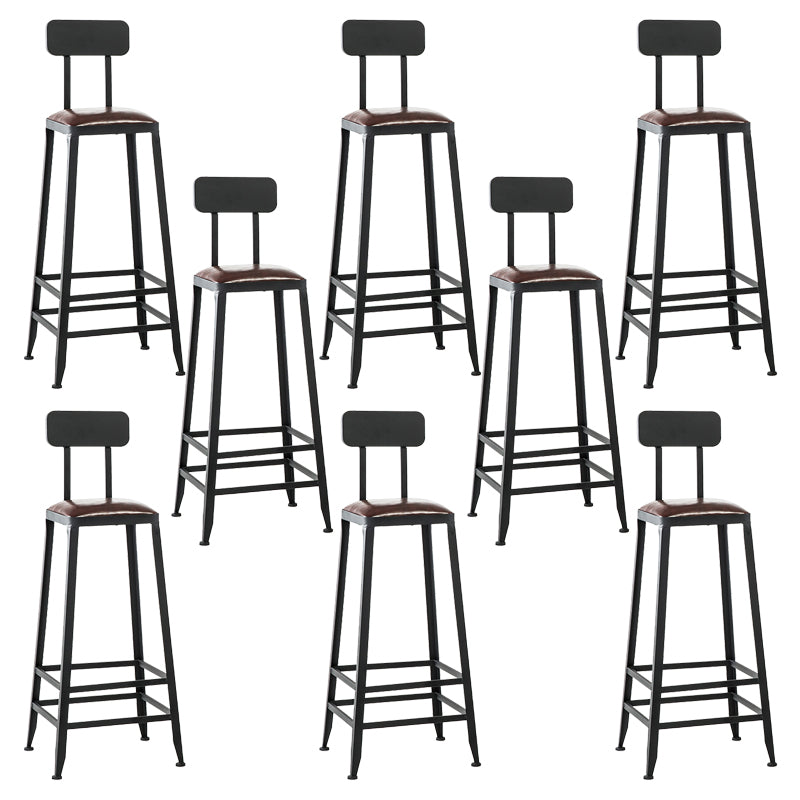 Faux Leather Dining Stools Upholstered Bar Stools with Footrest