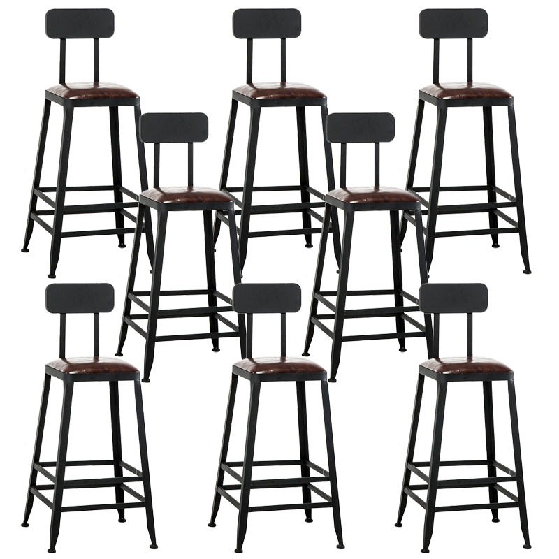 Faux Leather Dining Stools Upholstered Bar Stools with Footrest