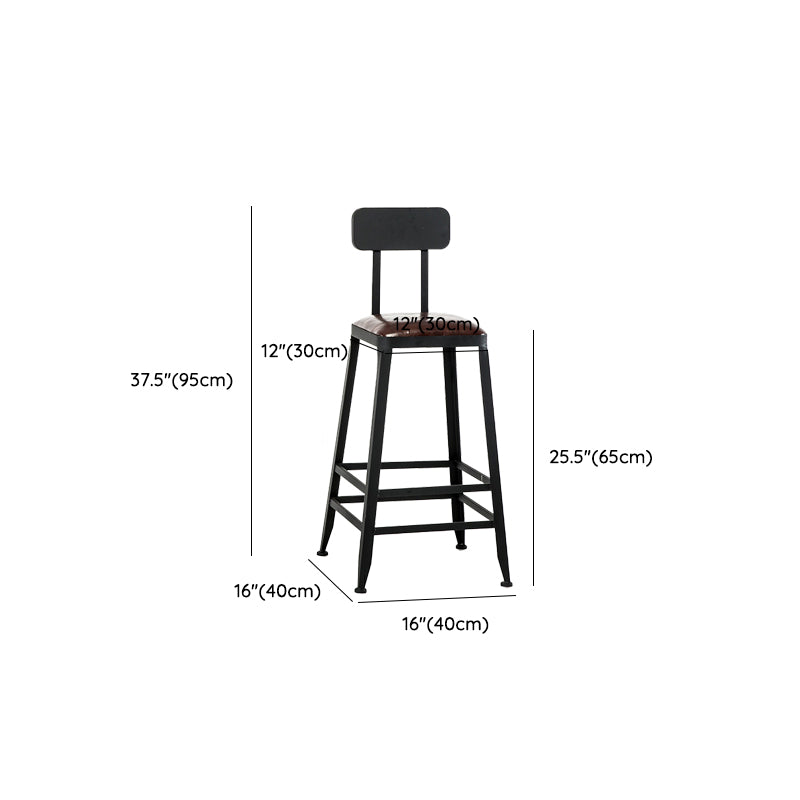 Faux Leather Dining Stools Upholstered Bar Stools with Footrest