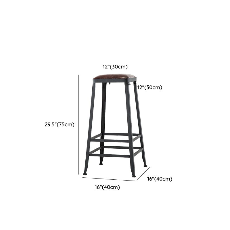 Faux Leather Dining Stools Upholstered Bar Stools with Footrest