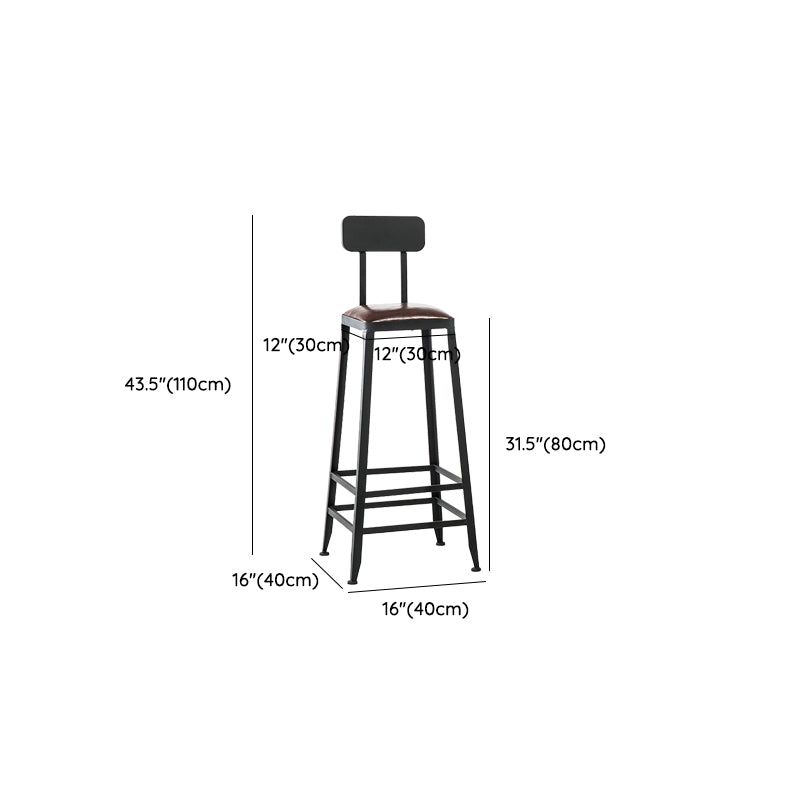 Faux Leather Dining Stools Upholstered Bar Stools with Footrest