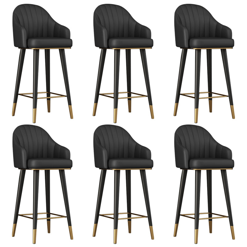 Glam Backrest Bar Stool Leather Counter Stool with Metal Legs