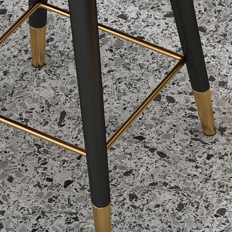 Glam Backrest Bar Stool Leather Counter Stool with Metal Legs