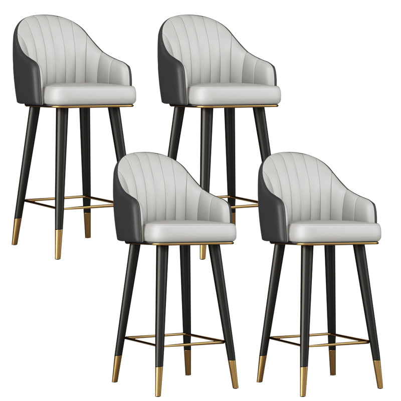 Glam Backrest Bar Stool Leather Counter Stool with Metal Legs