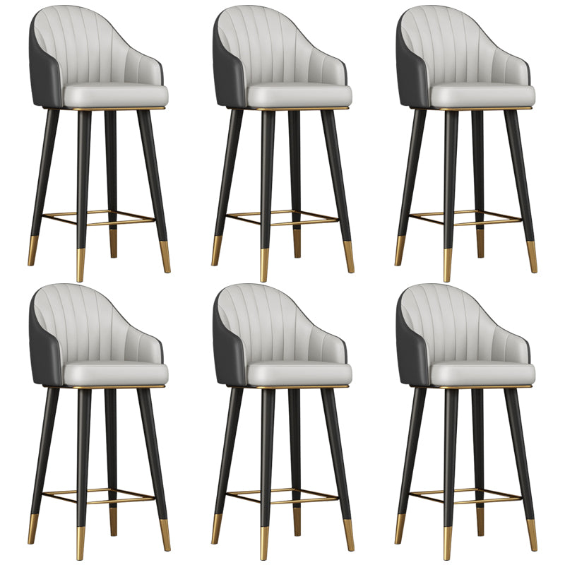 Glam Backrest Bar Stool Leather Counter Stool with Metal Legs