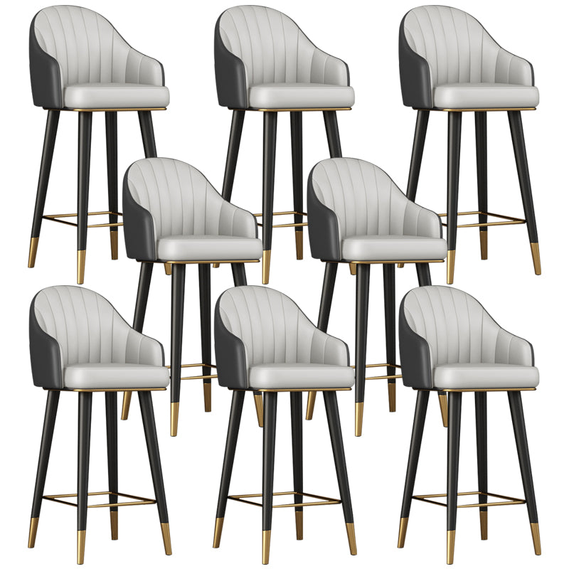 Glam Backrest Bar Stool Leather Counter Stool with Metal Legs
