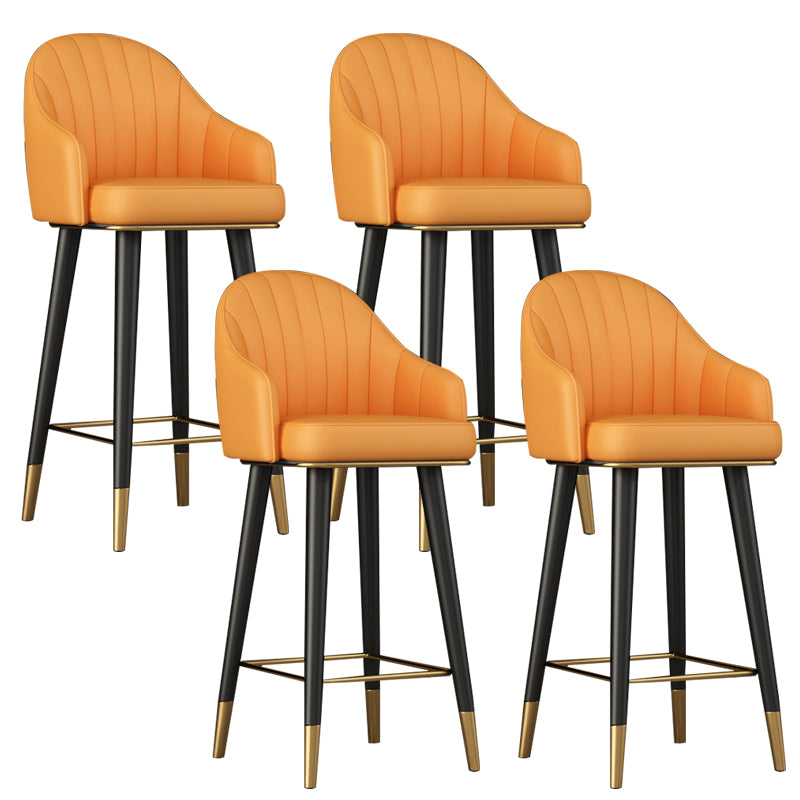 Glam Backrest Bar Stool Leather Counter Stool with Metal Legs