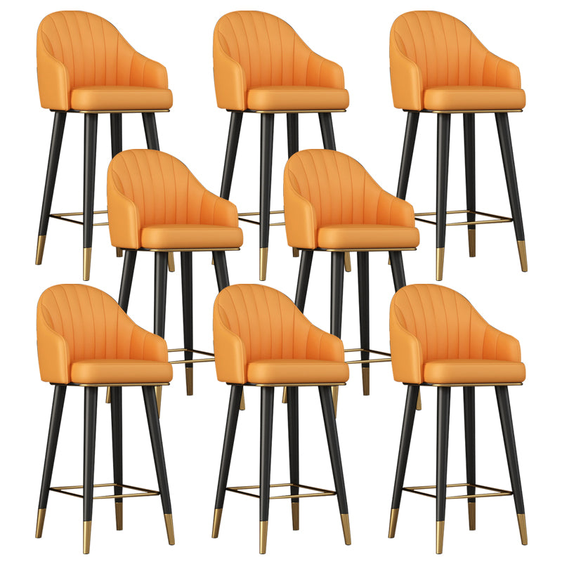 Glam Backrest Bar Stool Leather Counter Stool with Metal Legs