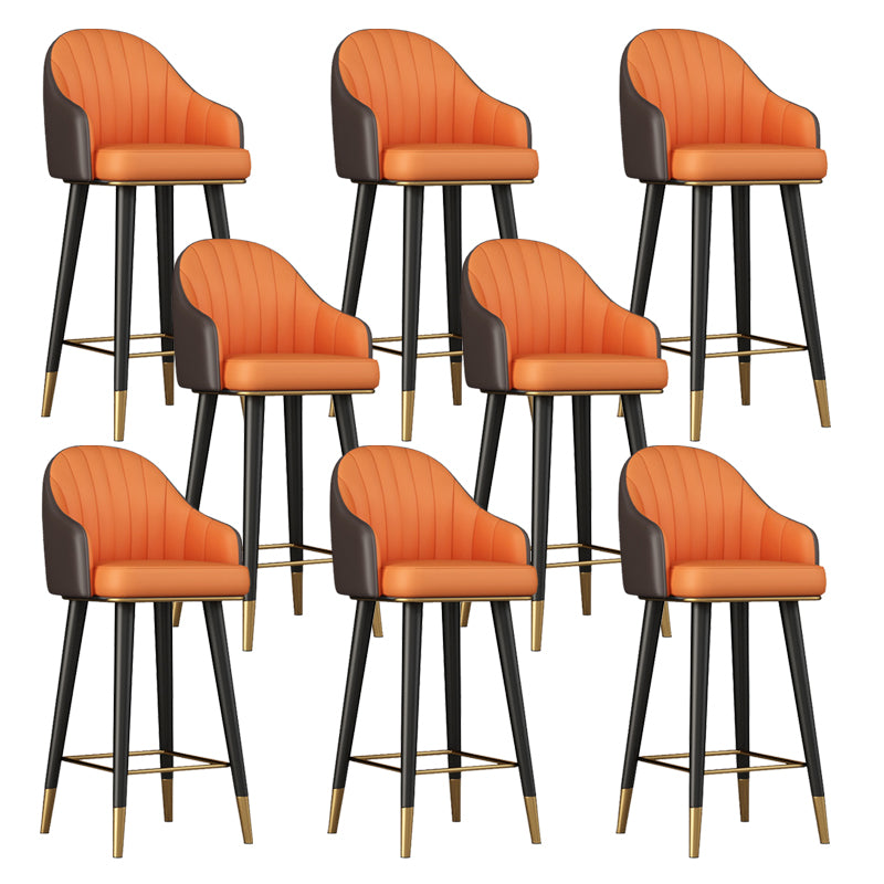 Glam Backrest Bar Stool Leather Counter Stool with Metal Legs