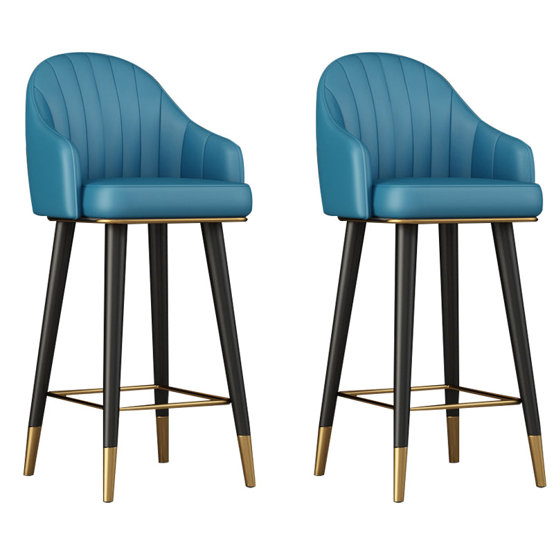 Glam Backrest Bar Stool Leather Counter Stool with Metal Legs