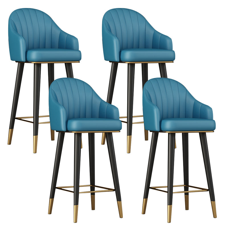 Glam Backrest Bar Stool Leather Counter Stool with Metal Legs