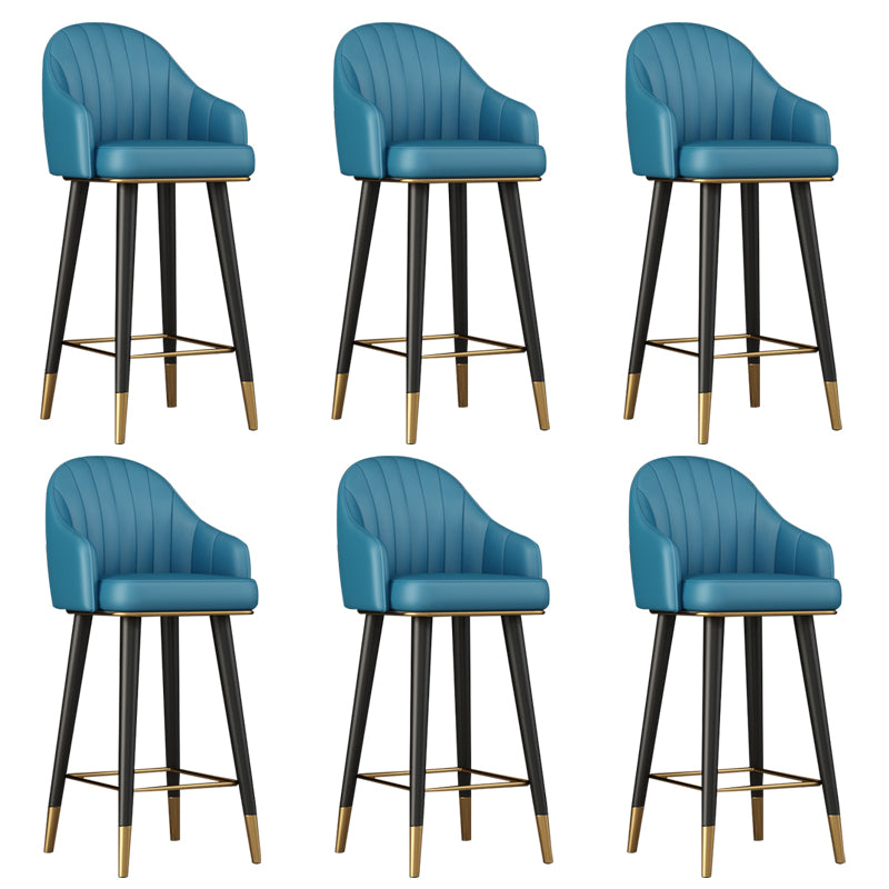 Glam Backrest Bar Stool Leather Counter Stool with Metal Legs