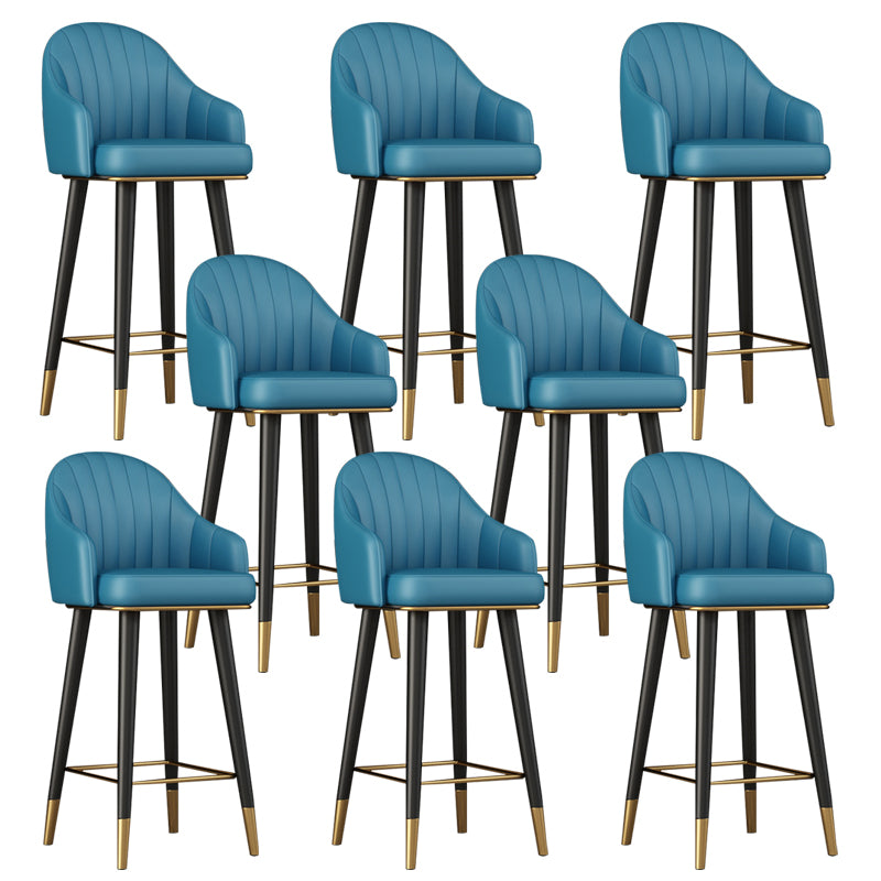 Glam Backrest Bar Stool Leather Counter Stool with Metal Legs