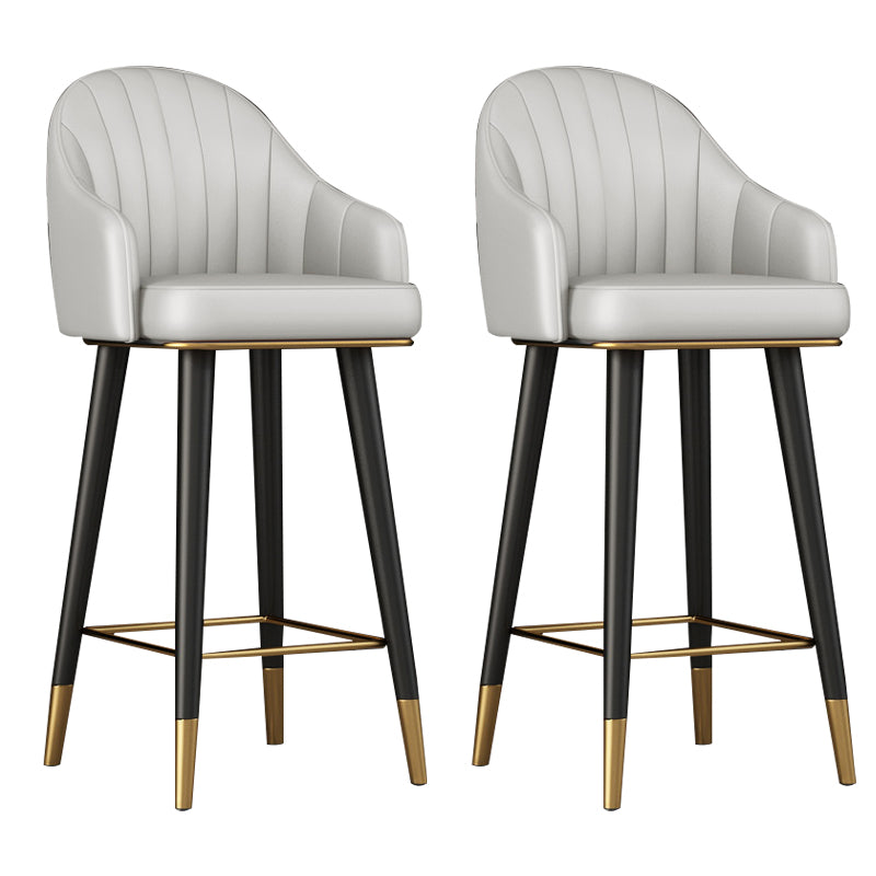 Glam Backrest Bar Stool Leather Counter Stool with Metal Legs