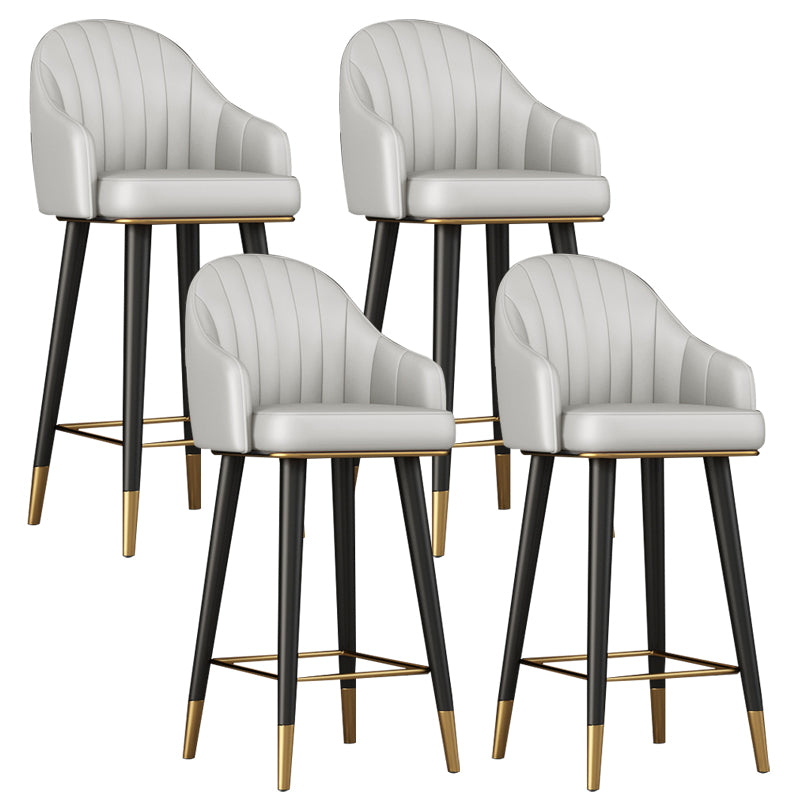 Glam Backrest Bar Stool Leather Counter Stool with Metal Legs