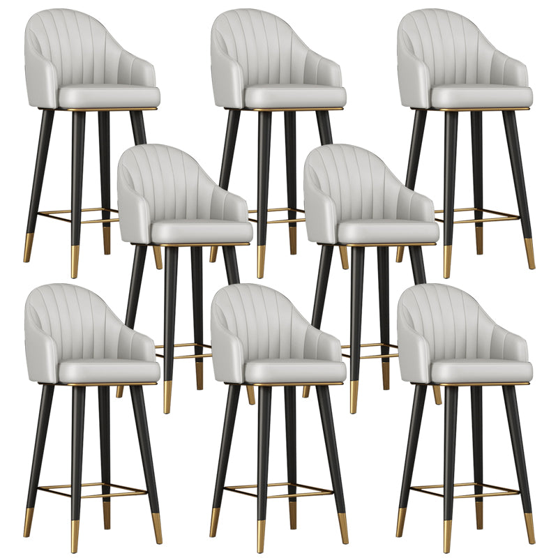 Glam Backrest Bar Stool Leather Counter Stool with Metal Legs