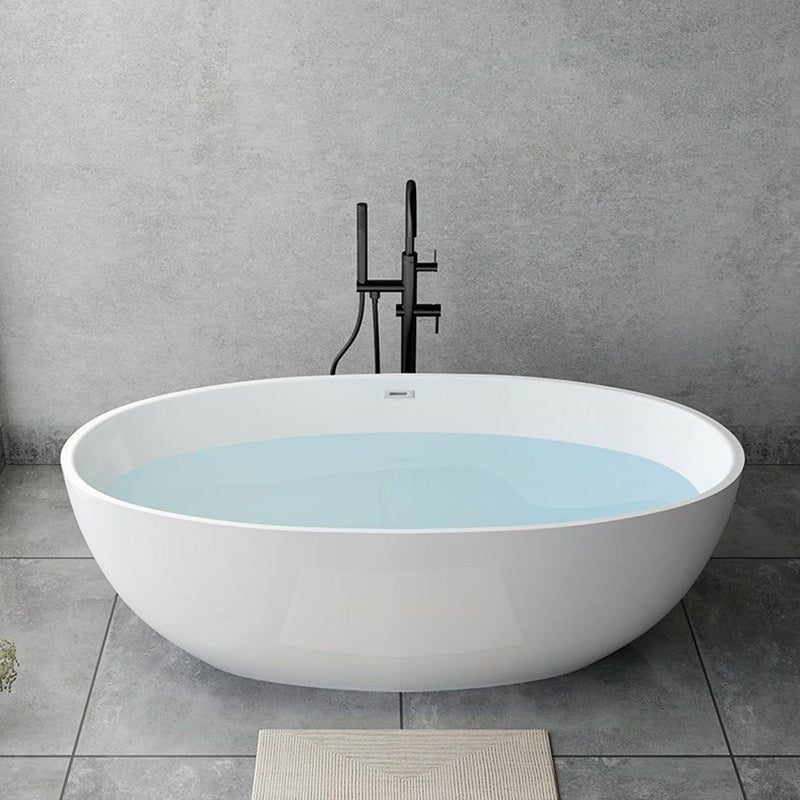 Modern Soaking Freestanding Bath Tub Acrylic Oval Bathtub with Overflow Trim