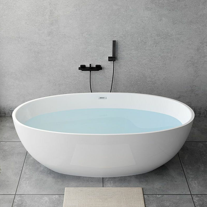 Modern Soaking Freestanding Bath Tub Acrylic Oval Bathtub with Overflow Trim