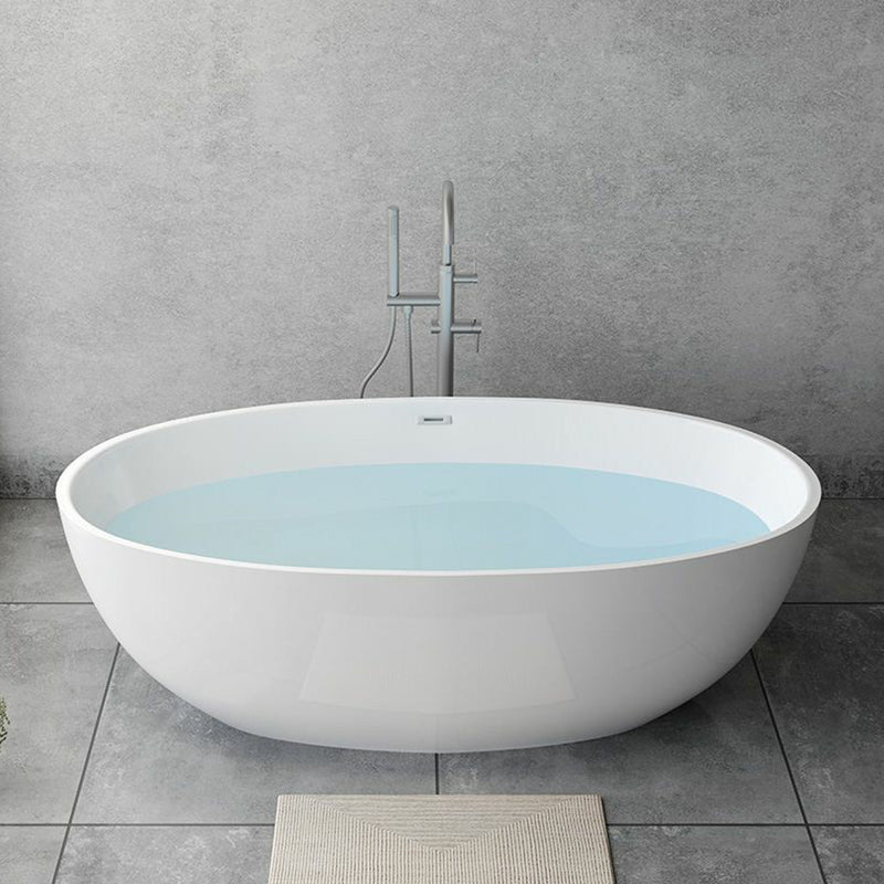 Modern Soaking Freestanding Bath Tub Acrylic Oval Bathtub with Overflow Trim