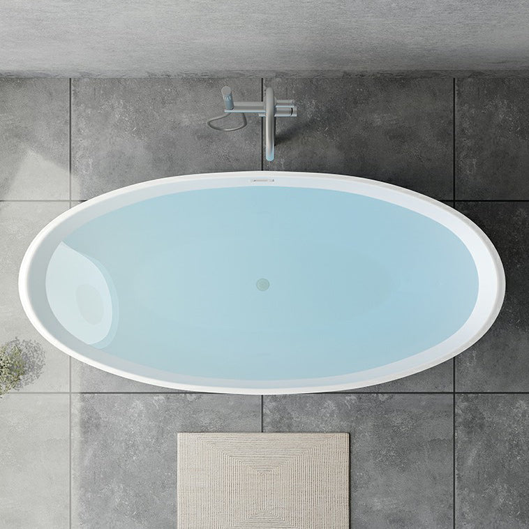 Modern Soaking Freestanding Bath Tub Acrylic Oval Bathtub with Overflow Trim