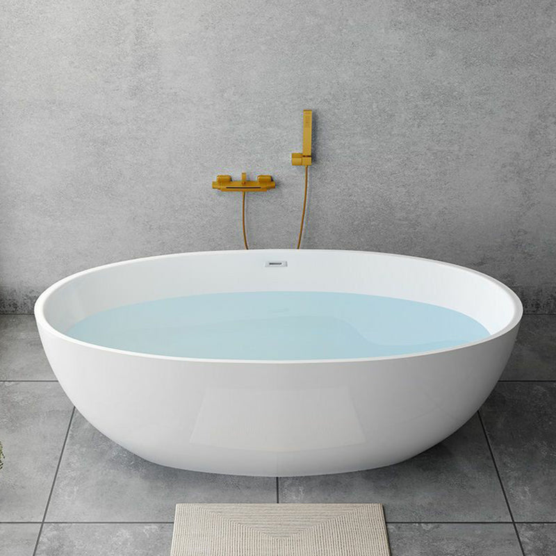 Modern Soaking Freestanding Bath Tub Acrylic Oval Bathtub with Overflow Trim