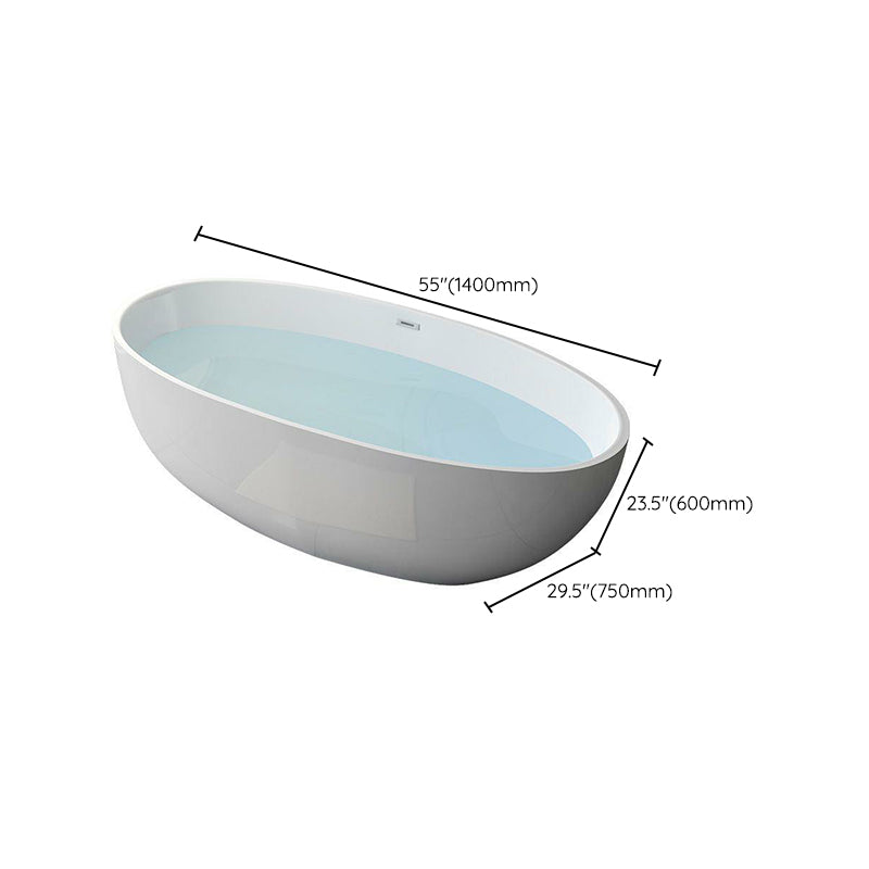 Modern Soaking Freestanding Bath Tub Acrylic Oval Bathtub with Overflow Trim