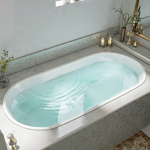Contemporary Oval Acrylic Bathtub Soaking Drop-in Bathtub with Faucet