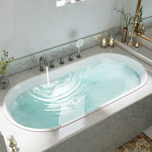 Contemporary Oval Acrylic Bathtub Soaking Drop-in Bathtub with Faucet