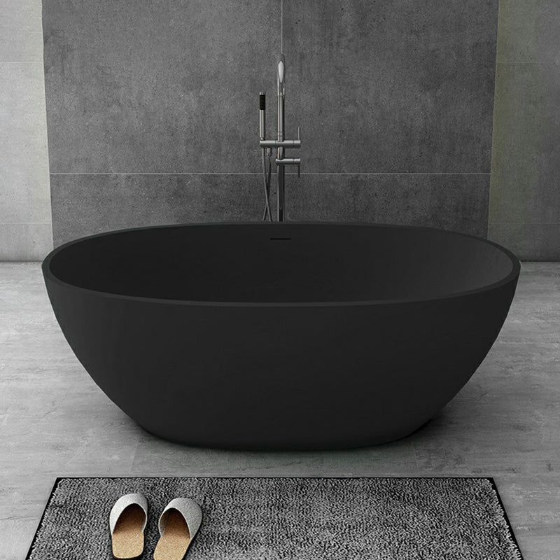 Modern Soaking Freestanding Bath Tub Stone Oval Bathtub with Overflow Trim