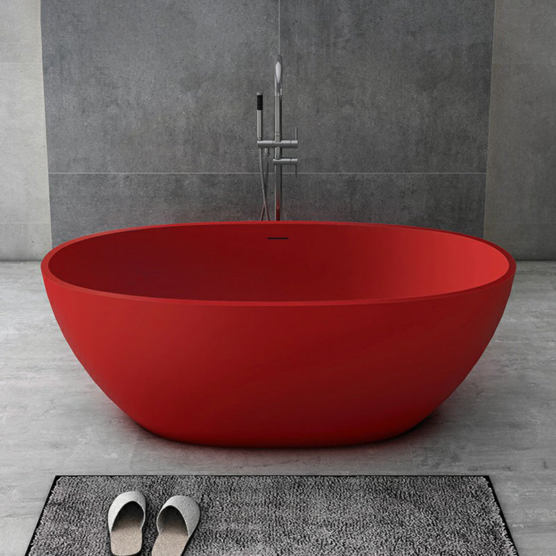 Modern Soaking Freestanding Bath Tub Stone Oval Bathtub with Overflow Trim