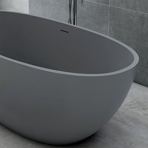 Modern Soaking Freestanding Bath Tub Stone Oval Bathtub with Overflow Trim