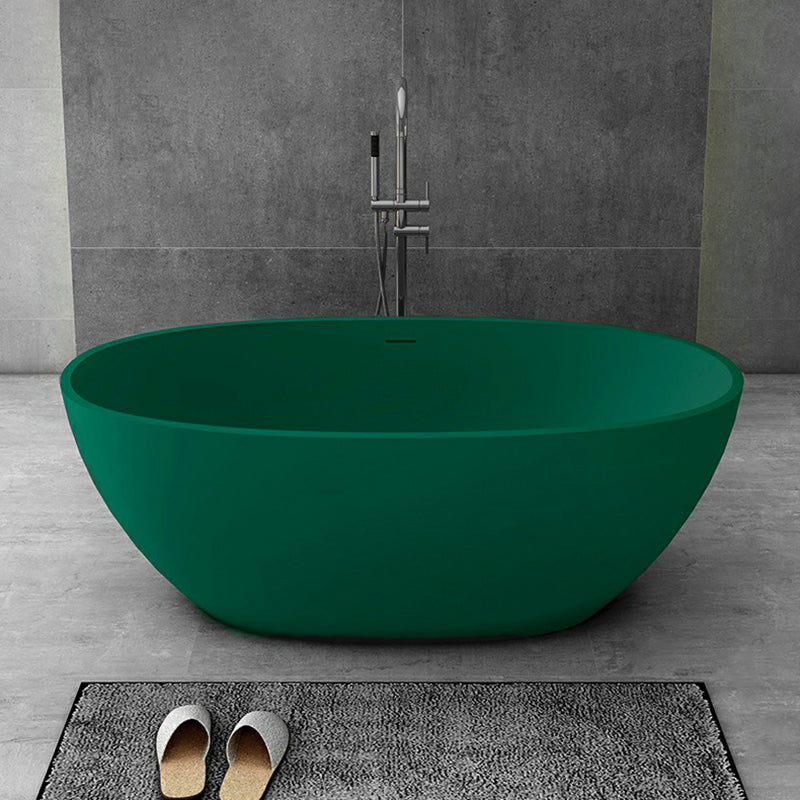 Modern Soaking Freestanding Bath Tub Stone Oval Bathtub with Overflow Trim
