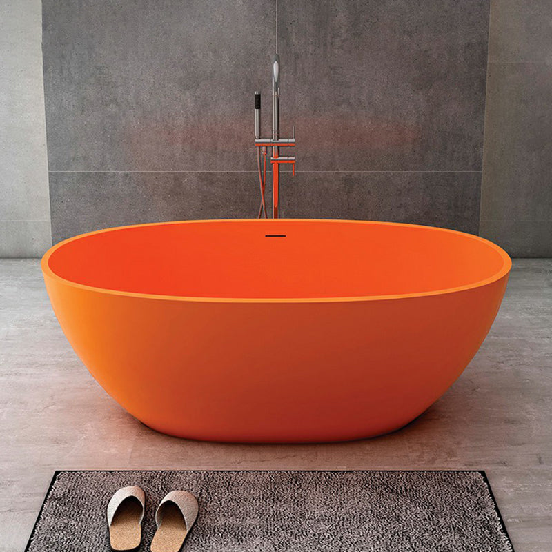 Modern Soaking Freestanding Bath Tub Stone Oval Bathtub with Overflow Trim