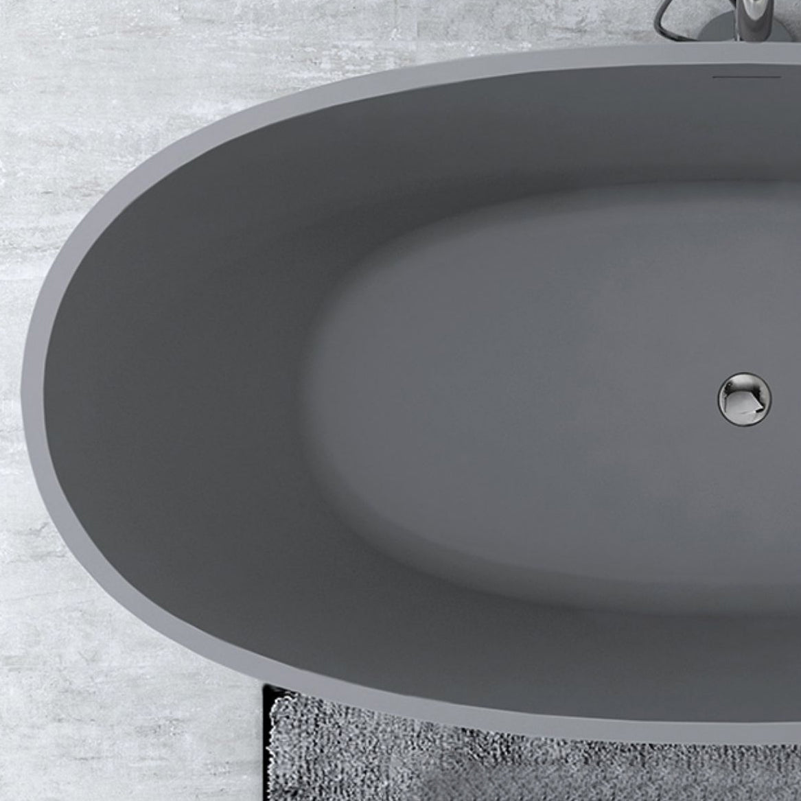 Modern Soaking Freestanding Bath Tub Stone Oval Bathtub with Overflow Trim