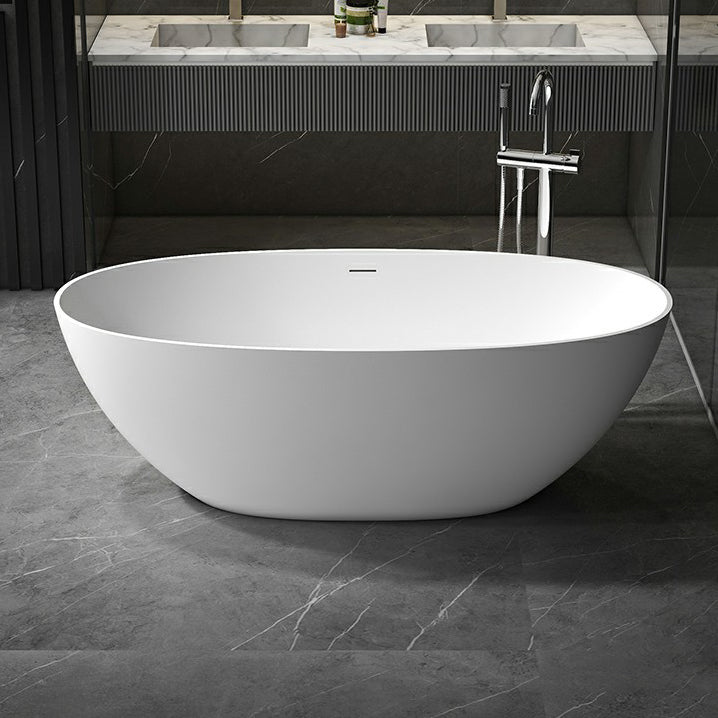 Modern Soaking Freestanding Bath Tub Stone Oval Bathtub with Overflow Trim